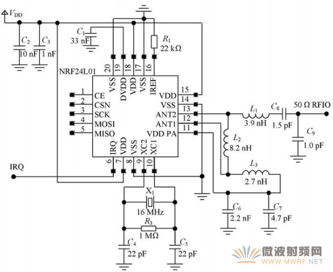 ͼ2NRF24L01 оƬɵͨģ·ͼ