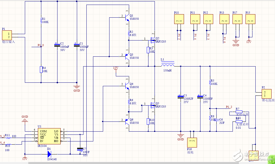 双向DCDC变换器。为什么ir2104驱动要用SS8550和SS8050做功放。如图是哪种类型的变换器 - 3721研发网